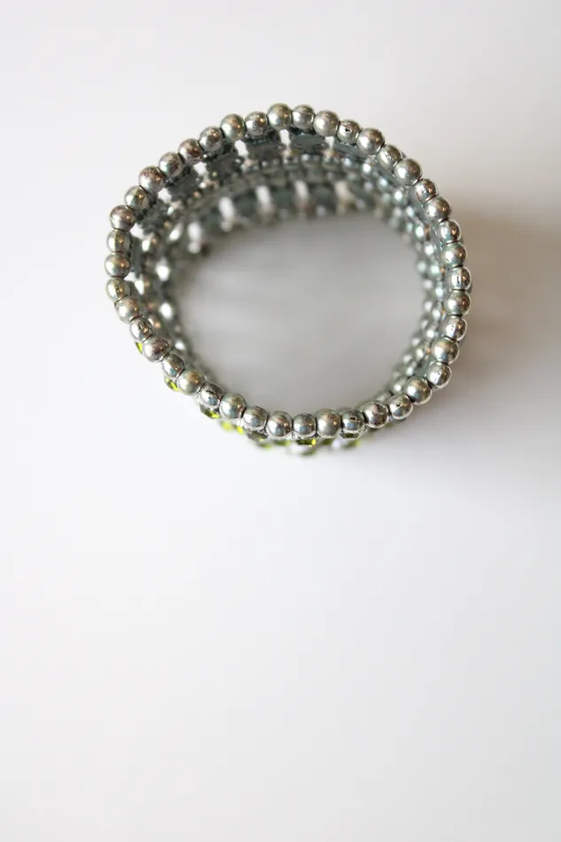 Jubilee Thrift Bracelets MultiLayer Silver Green Rhinestone Stretch Bracelet