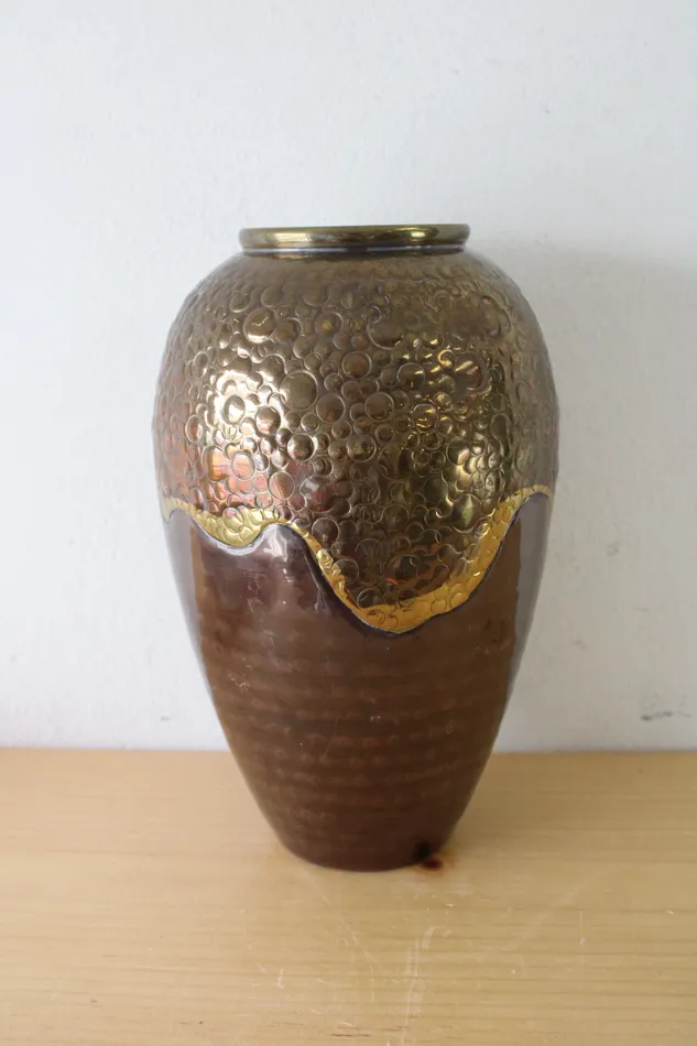 Jubilee Thrift Earrings Brass Hammered Vase