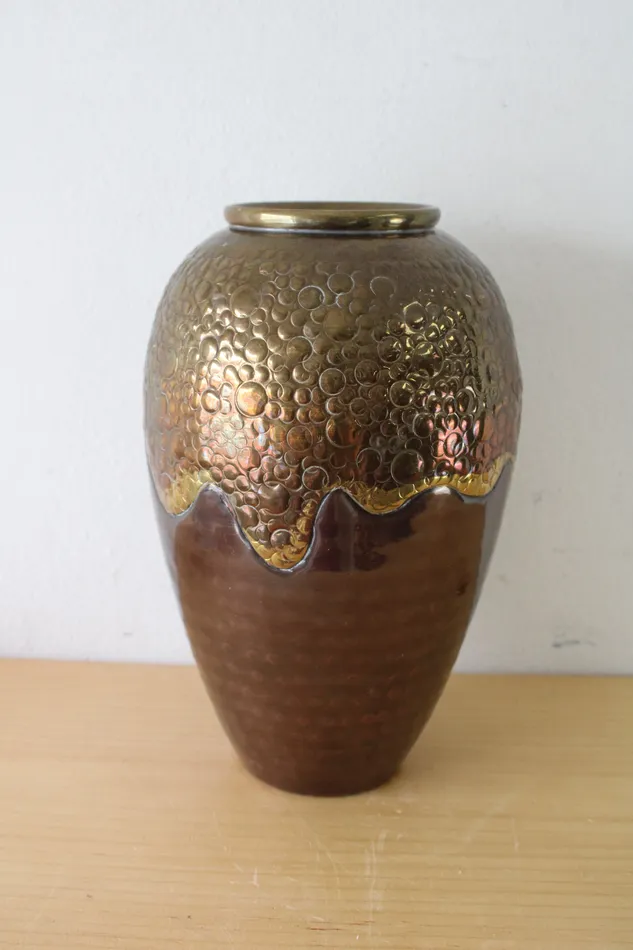 Jubilee Thrift Earrings Brass Hammered Vase