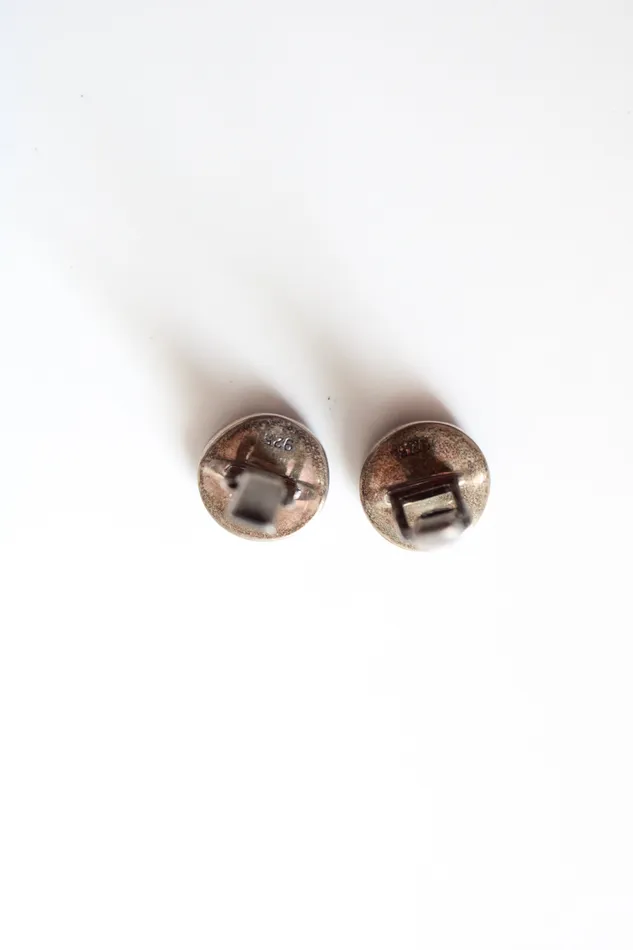 Jubilee Thrift Earrings Sterling Silver Round Grid Cuff Links
