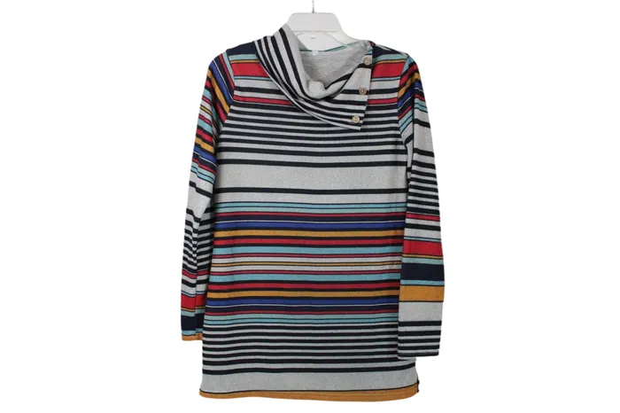 Jubilee Thrift Earrings Striped Knit Tunic Top S