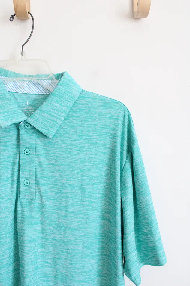 Jubilee Thrift Earrings Teal Polo Shirt L