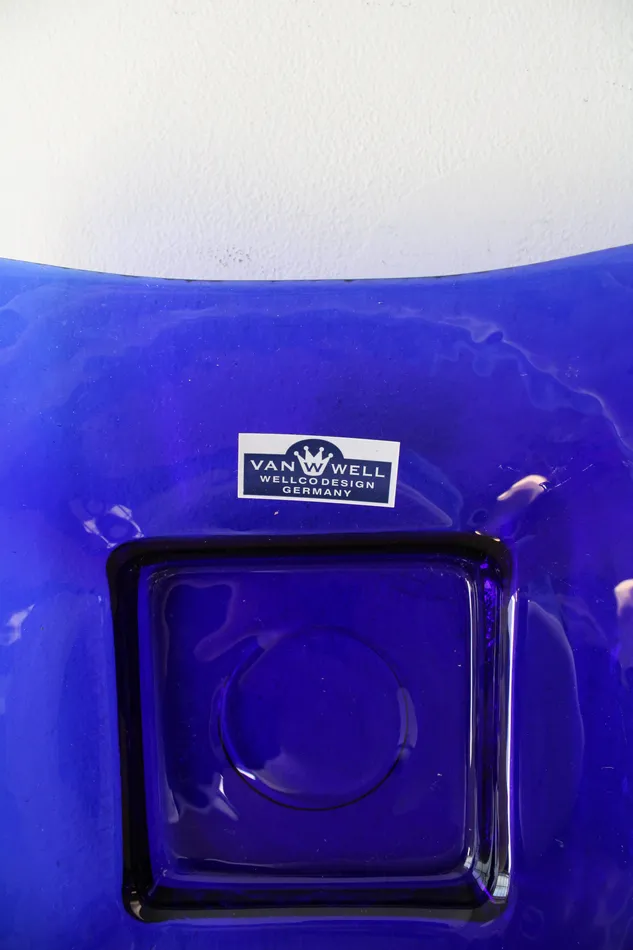 Jubilee Thrift Earrings Van Well Germany Vintage Cobalt Blue Large Square Platter