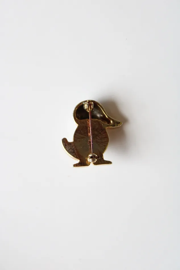 Jubilee Thrift Earrings Vintage Gold Green Eyed Faux Pearl Duck Pin