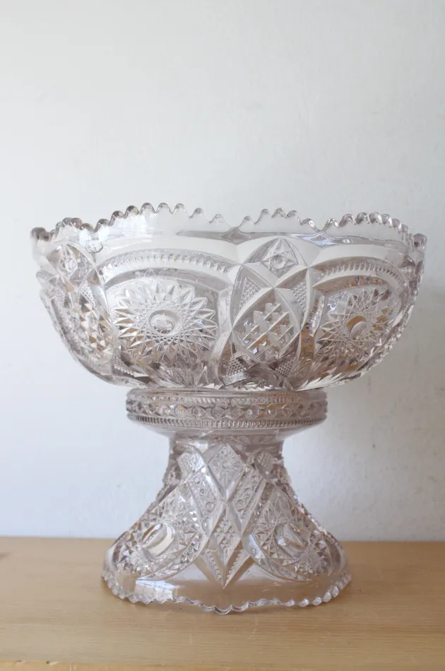 Jubilee Thrift Earrings Vintage Pale Lavendar Glass Punch Bowl Pedestal Stand