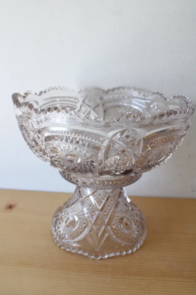 Jubilee Thrift Earrings Vintage Pale Lavendar Glass Punch Bowl Pedestal Stand