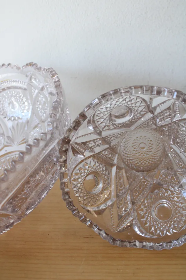 Jubilee Thrift Earrings Vintage Pale Lavendar Glass Punch Bowl Pedestal Stand