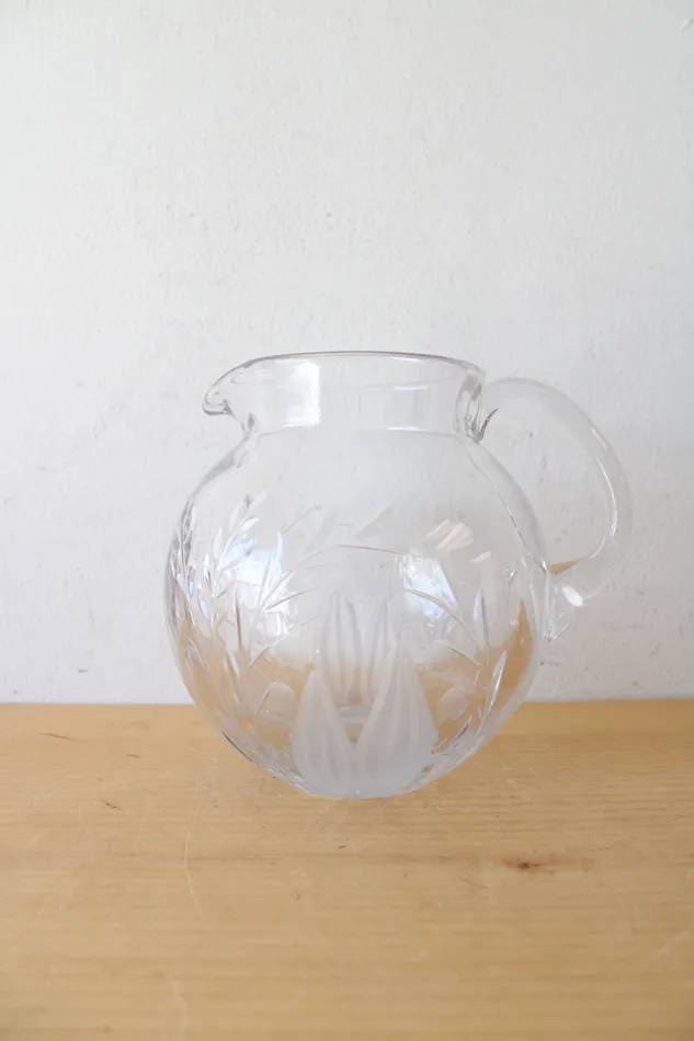 Jubilee Thrift Necklaces Etched Lily Of The Valley Glass Small Pitcher