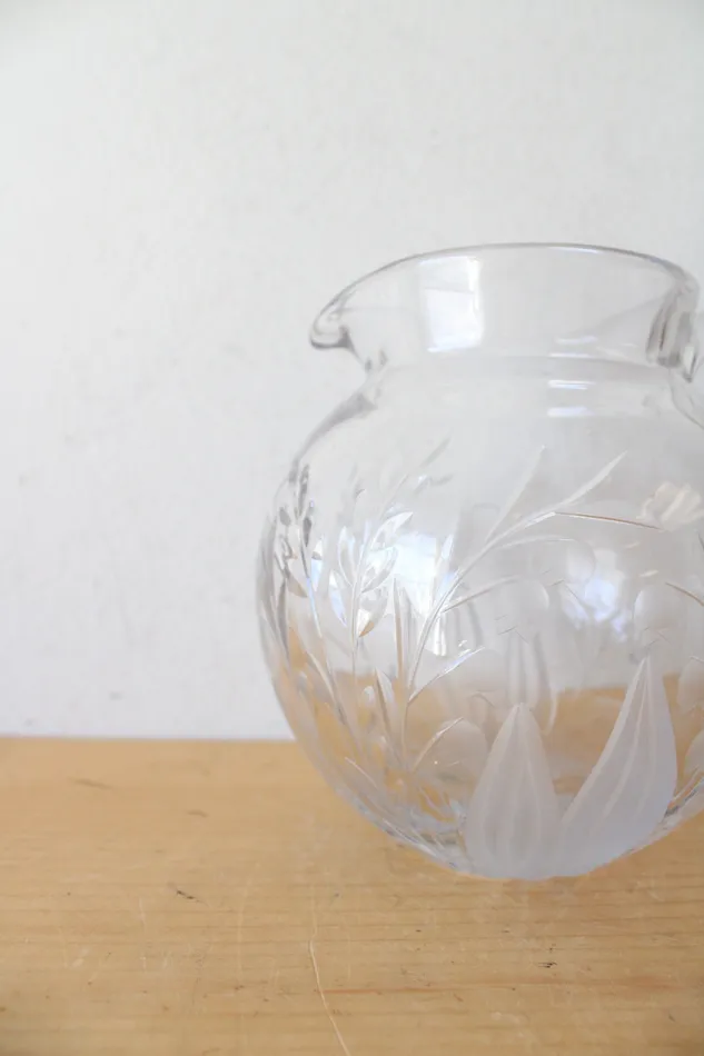 Jubilee Thrift Necklaces Etched Lily Of The Valley Glass Small Pitcher