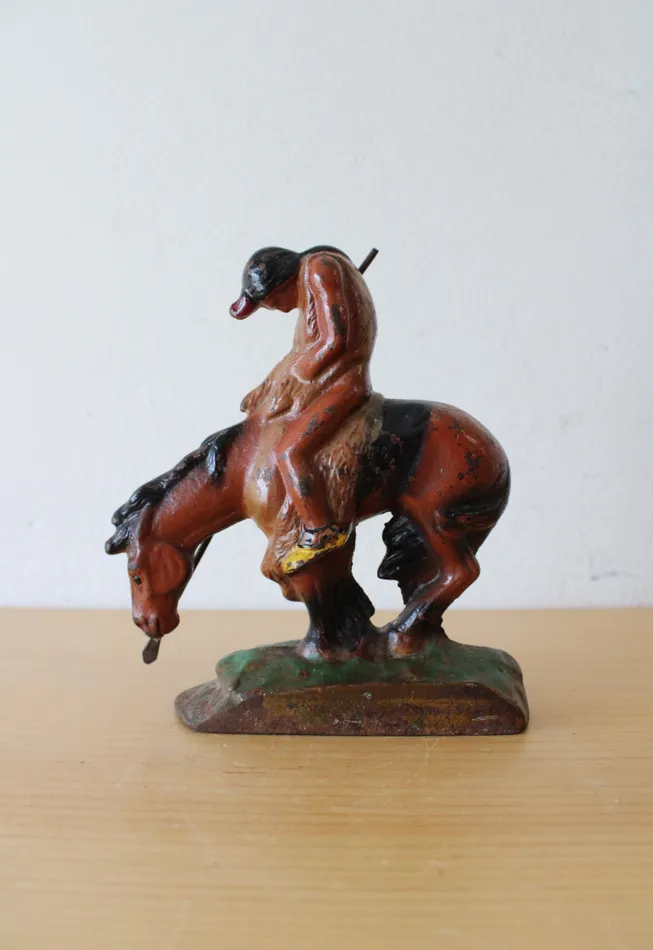 Jubilee Thrift Necklaces Vintage Painted Cast Iron End Of The Trail Bookend