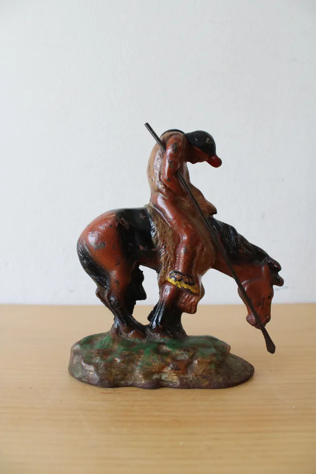 Jubilee Thrift Necklaces Vintage Painted Cast Iron End Of The Trail Bookend