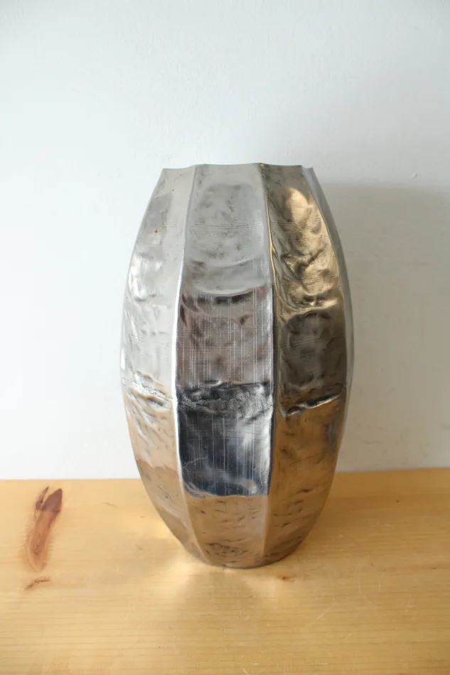 Jubilee Thrift Rings Hammered Metal Tall Silver Vase