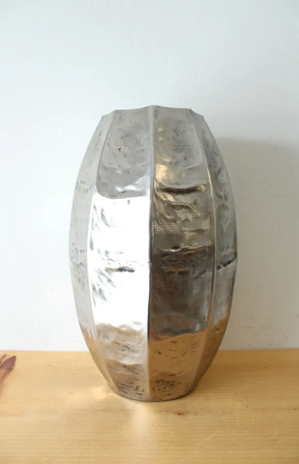 Jubilee Thrift Rings Hammered Metal Tall Silver Vase