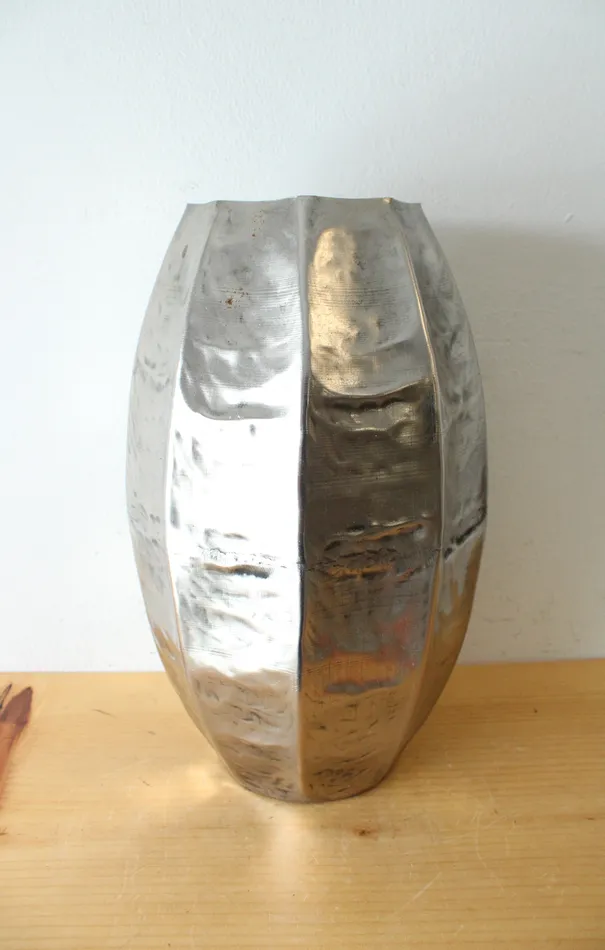 Jubilee Thrift Rings Hammered Metal Tall Silver Vase