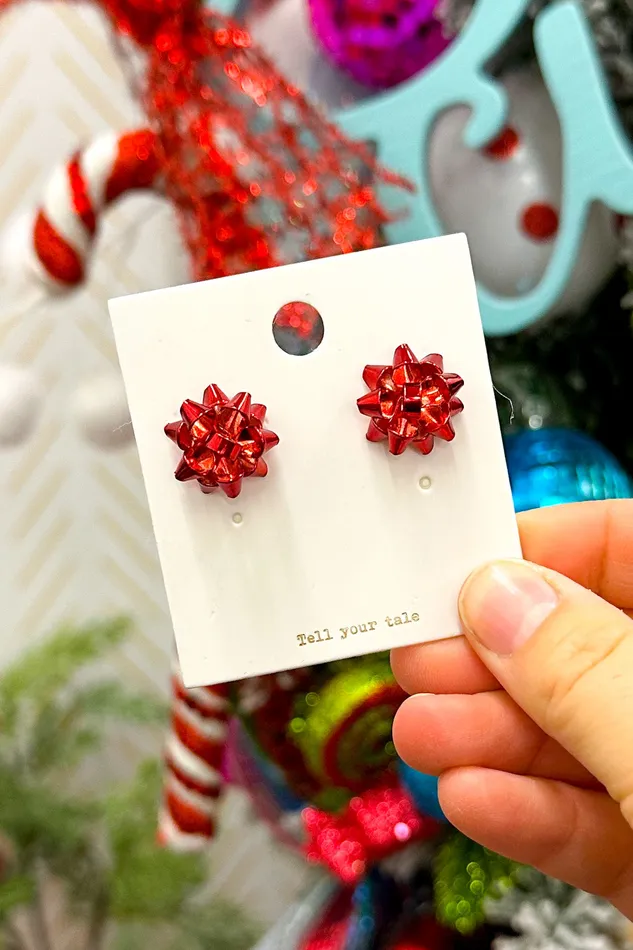 Judson Earrings Bow Stud Earrings Red