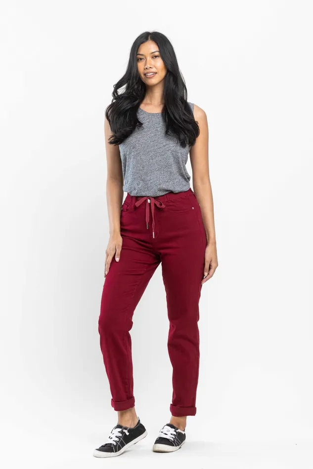 JUDY BLUE Earrings JUDY BLUE HIGH WAIST PULL ON DOUBLE CUFF JOGGER SCARLETT