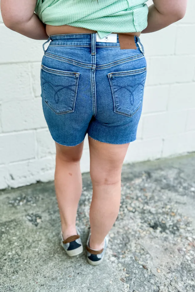 Judy Blue Harlow High Waist Raw Hem Denim Shorts Judy Blue Rings