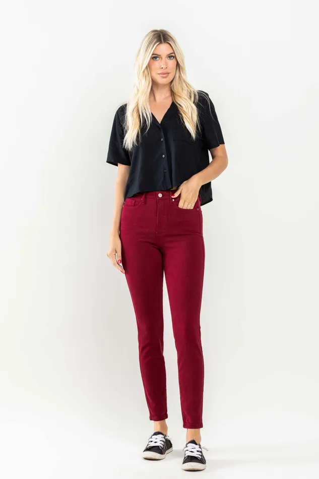 JUDY BLUE Rings JUDY BLUE HIGH WAIST TUMMY CONTROL GARMET DYED SKINNY JEANS SCARLET JUDY BLUE Rings JUDY BLUE HIGH WAIST TUMMY CONTROL GARMET DYED SKINNY JEANS SCARLET