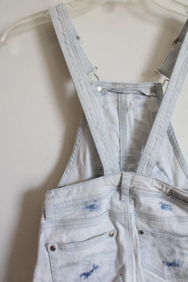 Justice Earrings Justice Bleached Short Overalls Youth 7