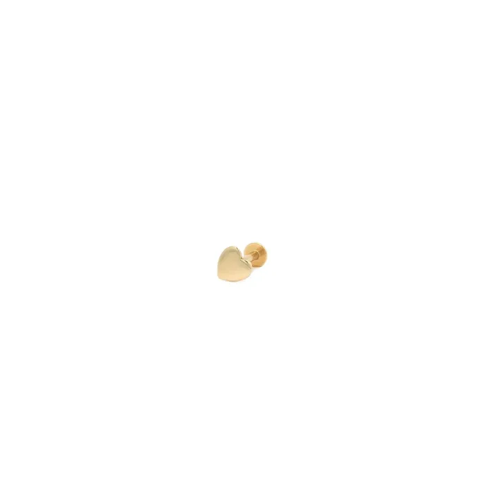 Kris Nations Earrings Heart Flat Back Single Stud Earring in 14k Gold