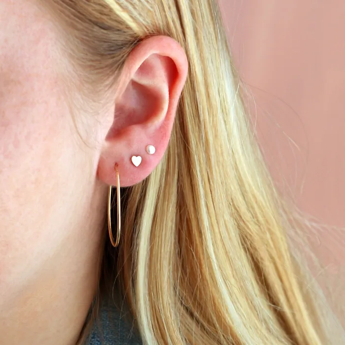 Kris Nations Earrings Heart Flat Back Single Stud Earring in 14k Gold
