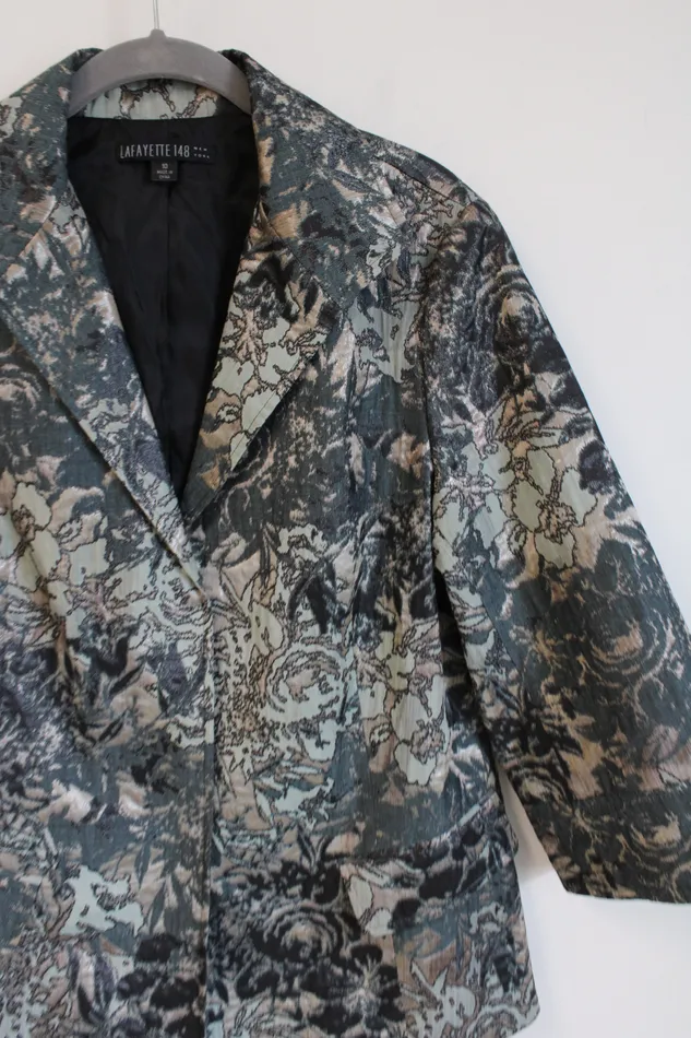 Lafayette 148 New York Helena Brocade Green Gray Floral Blazer Jacket 10 Lafayette 148 Rings