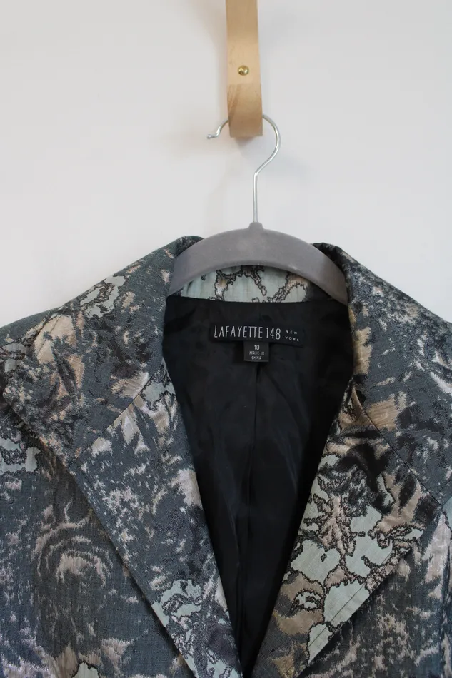 Lafayette 148 New York Helena Brocade Green Gray Floral Blazer Jacket 10 Lafayette 148 Rings