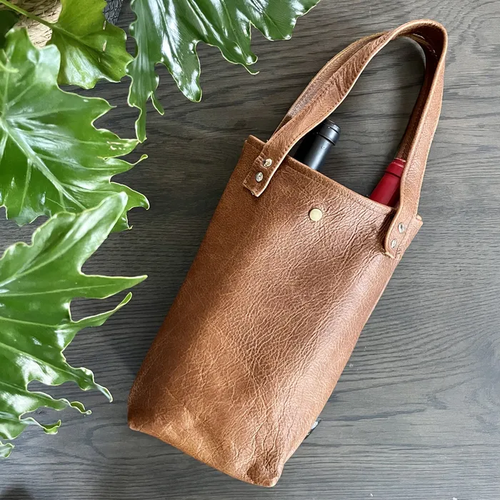 Leather Wine Bag Double Toffee HJT Earrings
