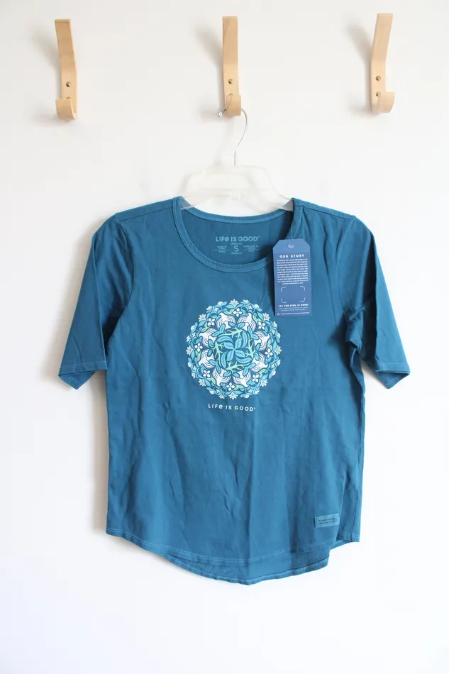 Life Is Good Earrings NEW Life Is Good Crusher Blue Cotton Shirt S