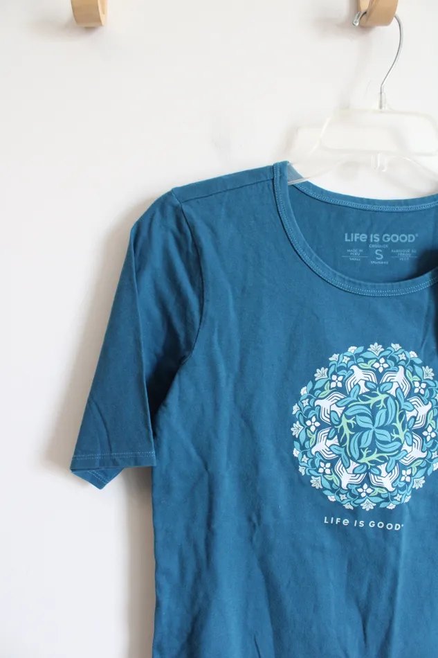 Life Is Good Earrings NEW Life Is Good Crusher Blue Cotton Shirt S
