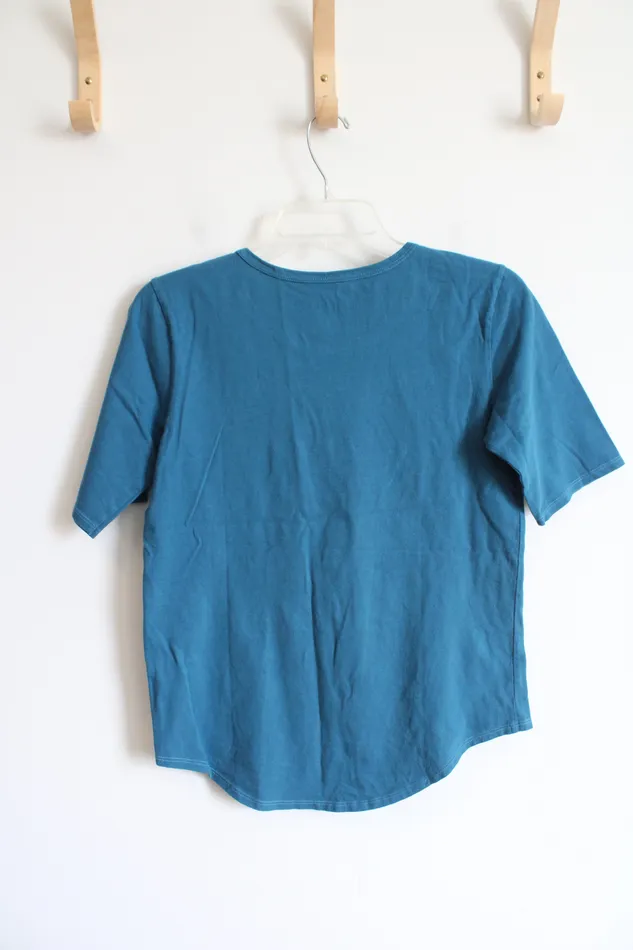 Life Is Good Earrings NEW Life Is Good Crusher Blue Cotton Shirt S