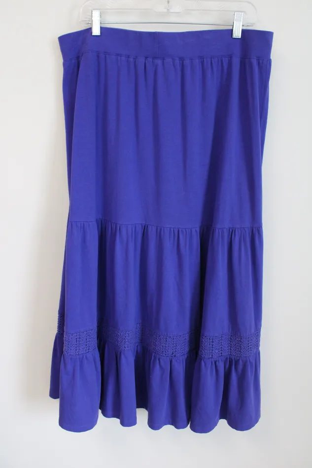 Liz Claiborne Rings Liz Claiborne Cobalt Blue Tiered Skirt L Petite