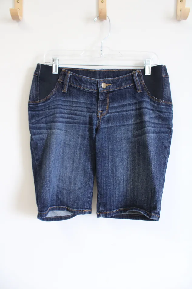 Liz Lange Earrings Liz Lange Dark Wash Maternity Bermuda Shorts S