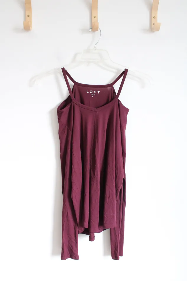 Loft Maroon Off the Shoulder Top SM Loft Earrings
