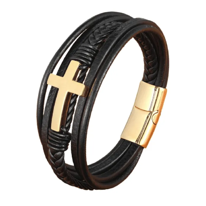 Lords Guidance Bracelets Mens Cross Bracelet br Cross and Leather