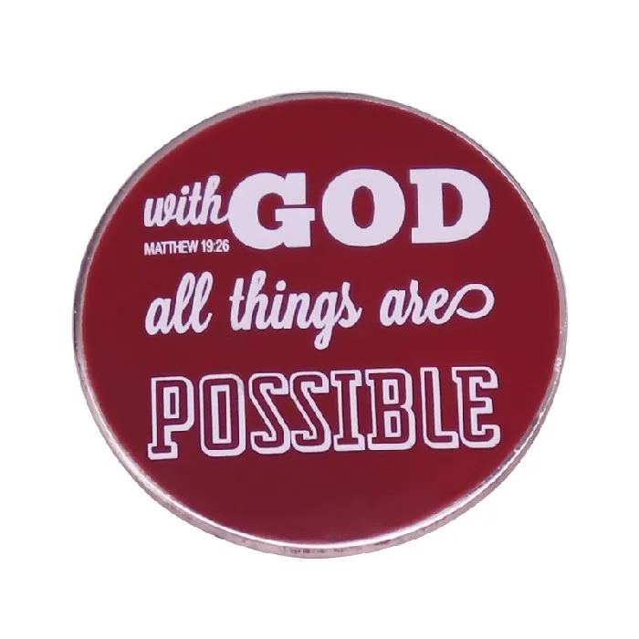 Lords Guidance Earrings Christian Bible Verse Lapel Pin Matthew 1926