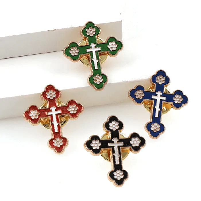 Lords Guidance Earrings Christian Cross Symbol Colored Enamel Pins
