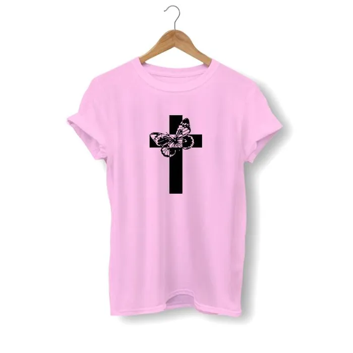 Lords Guidance Earrings Christian TShirt br Butterfly Cross