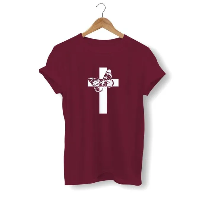 Lords Guidance Earrings Christian TShirt br Butterfly Cross