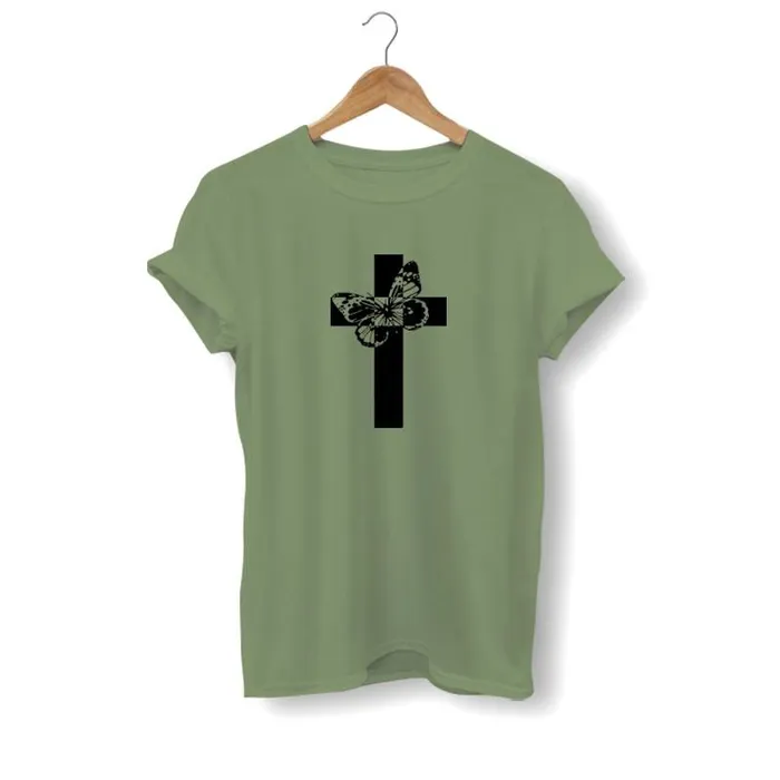 Lords Guidance Earrings Christian TShirt br Butterfly Cross