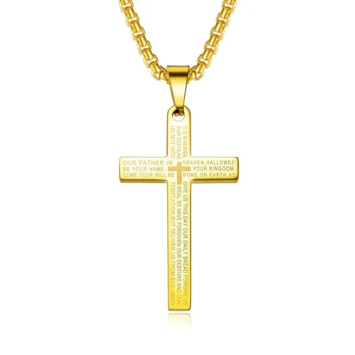 Lords Guidance Necklaces Mens Christian Necklace br Lords Prayer Golden