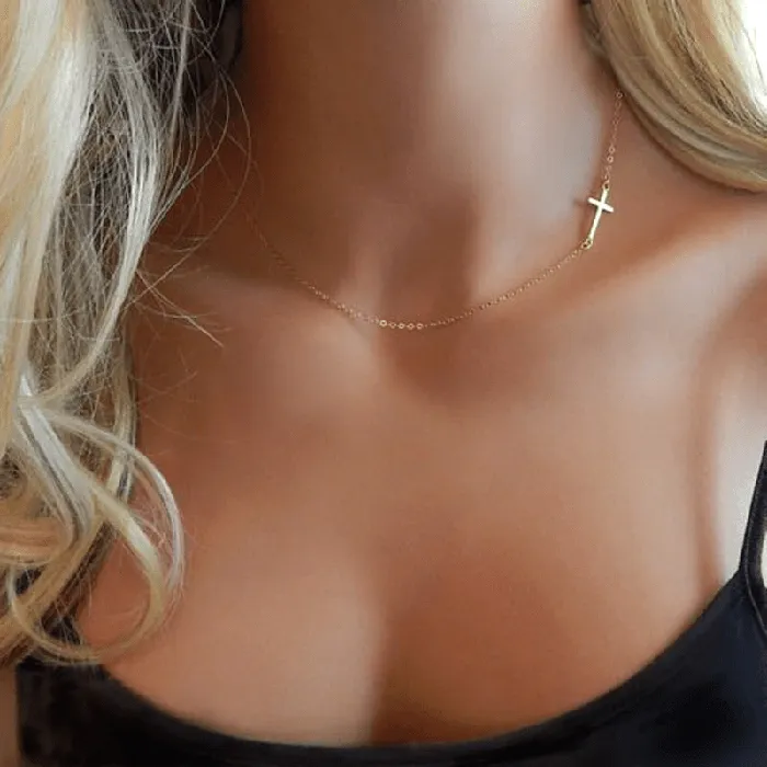 Lords Guidance Necklaces Womens Christian Necklace br Sideways Cross