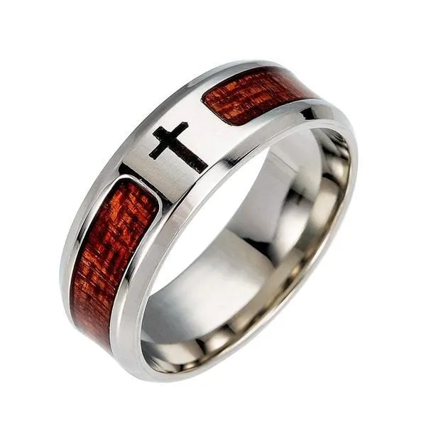 Lords Guidance Rings Christian Ring br Wooden Cross