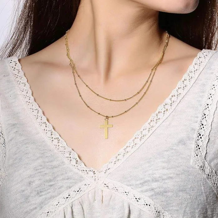 Lords Guidance Womens Christian Necklace br Double Layer Necklaces