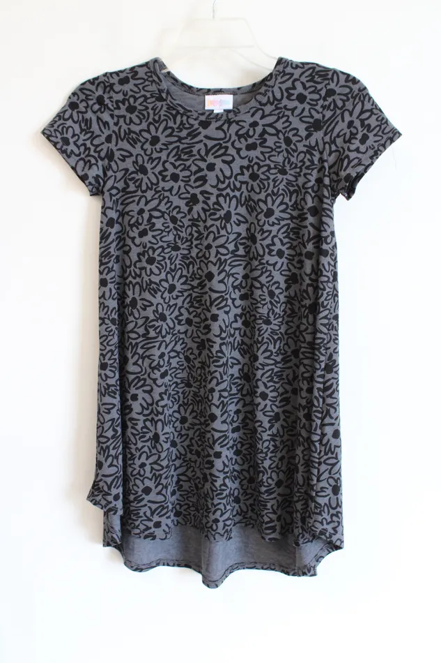 LuLaRoe Gray Black Floral Print TShirt Dress 10 LuLaRoe Rings