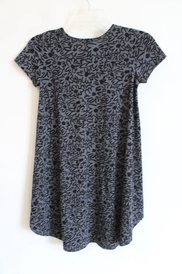 LuLaRoe Gray Black Floral Print TShirt Dress 10 LuLaRoe Rings