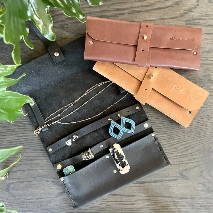 MAJOR JOHN Rings Leather Jewellery Rollup Black