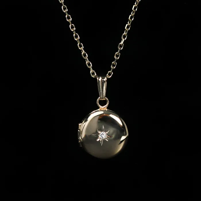 Marathon 14K Yellow Gold Mini Round Diamond Locket Earrings