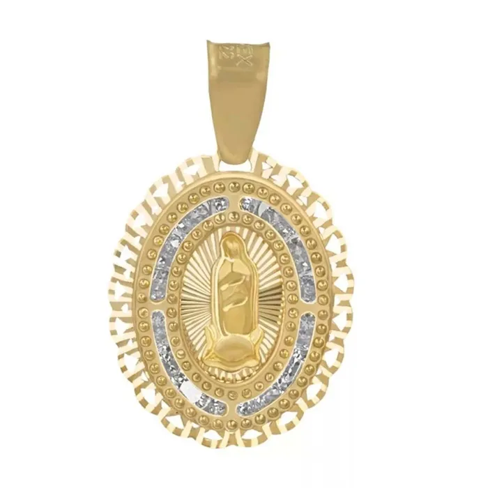 Medalla de la virgen de guadalupe oro 10k con cadena Unisex Gold Shield Necklaces