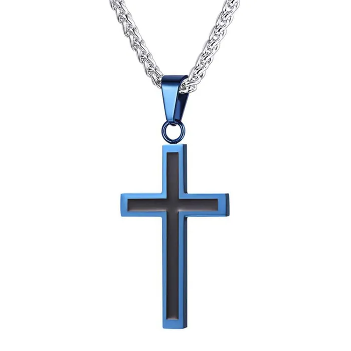 Mens Christian Necklace br Black And Blue Lords Guidance Necklaces